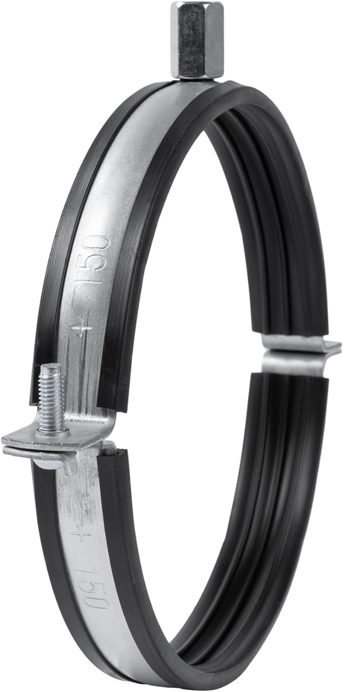6" Inch Galvanized Pipe Hanger with Rubber - Conduit Mounting Clamp - Tube Brackets - Pipe Clamps - Tube Wall Mounting Bracket Clamp - Rigid Conduit Holder - PVC and Metal Pipe Attachment Hanger