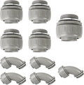 Conduit Connectors, 2 Inch Liquid Tight Connector NPT Non-Metallic for PVC Electrical Flexible Conduit Fittings, 5 Straight and 5 Angle 90 Degree, UL Listed, Grey (10-Pack)