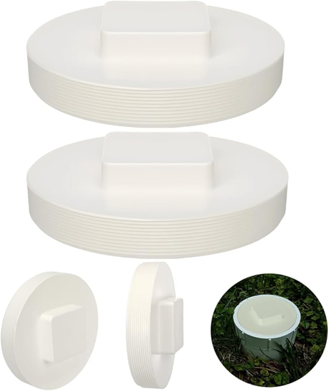 Frienda 2 Pcs 8 Inch NPT Male Threaded PVC Cleanout Plug PVC DWV Pipe Fitting Flush Sewer Cleanout Cap Cover Adapter for Plumbing Water Line Drainage Piping System