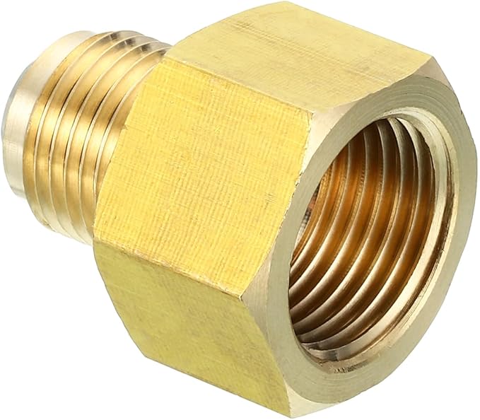 Patikil 1/2 Inch Female x 3/8 Inch Male Flare Connector, SAE 45 Degree Flare Brass Adapter for Air & Gas Line, HVAC