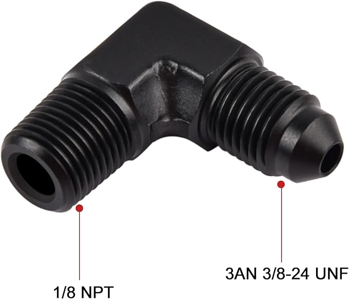 EVIL ENERGY 3AN to 1/8" NPT Male 90 Degree Fitting Aluminum Balck 2PCS