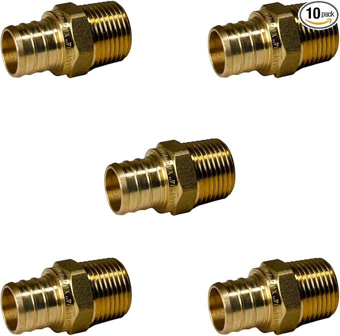 XFITTING 3/4 inch Pex x 1/2 inch Male NPT Adapter, 24-4-5=10X, 10 Pieces