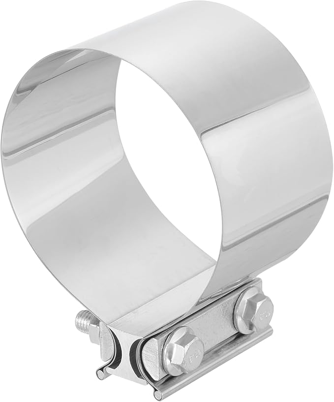 uxcell 4.5 Inch Exhaust Clamp, 304 Stainless Steel Butt Joint Band Clamp Sleeve Coupler Pipe Repair Clamp Universal Widening Clamp for Exhaust Pipes Mufflers, Silver