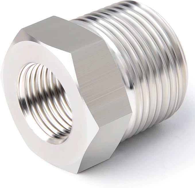 TAISHER 2PCS Forging of 304 Stainless Steel Reducer Hex Bushing, 1" Male NPT to 1/2" Female NPT, Reducing Cast Pipe Adapter Fitting