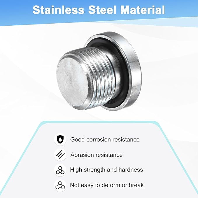 4-Pack M20x1.5mm Inner Hex Head Pipe Fitting Plug, Carbon Steel Sensor Socket Plug with Seal O-Ring for Terminate Pipe Ends/High Pressure Washer, Sealing Screw