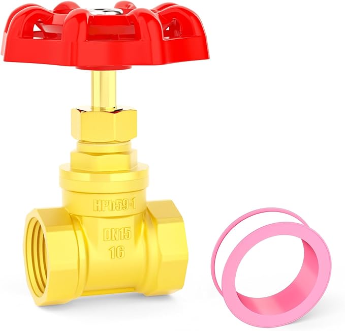 GASHER 1PCS Brass industrial Globe Valve, 1/2" NPT DN15 Female with Wheel Handle,Globe Valve Tool For Water, Oil, Gas
