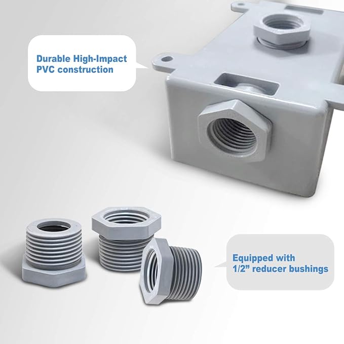 Single-Gang Electrical Outlet Box,Suitable 1/2-Inch or 3/4-Inch Electrical Conduit Weatherproof Outdoor Outlet Box,UL Listed,Plastic Junction Box Outlet（4PCS）