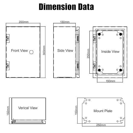 LeMotech Electrical Box 12 x 8 x 6 inch Steel Enclosure, IP66 Waterproof Dustproof Junction Box Wall-Mounted for Outdoor/Indoor Lockable with Equipment Mounting Plate