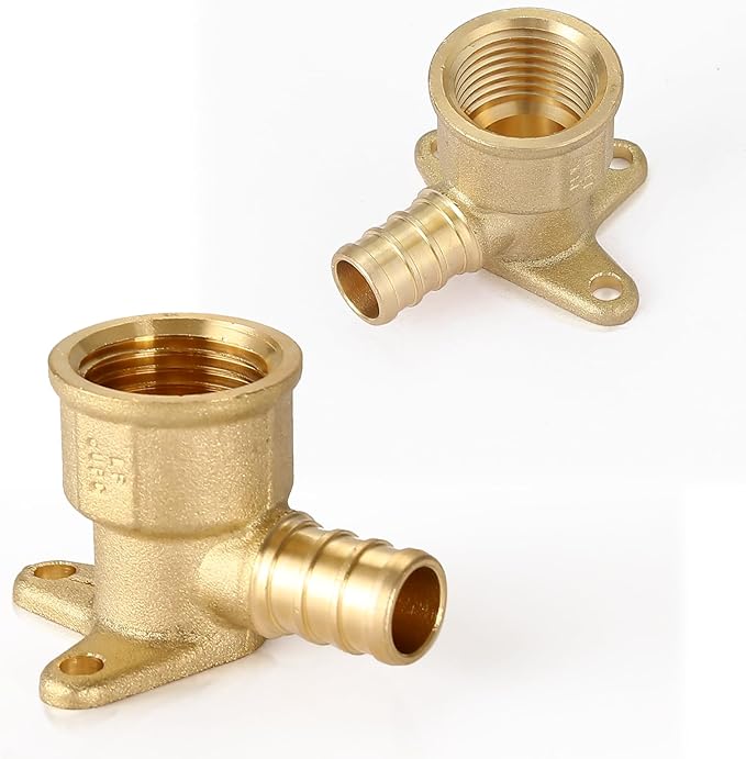 50-Pack HeSun PEX Fittings, 1/2" PEX x 1/2" Female NPT, 1/2 Inch Brass Crimp Drop Ear Elbow Fitting, ASTM F1807(PEX1807159-50)