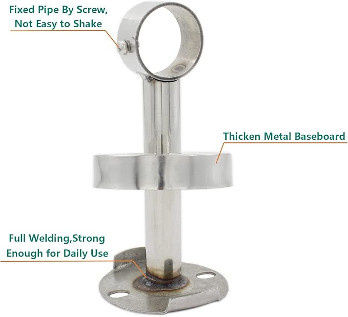 2 Pack Ceiling Mount Bracket, Stainless Steel Wardrobe Pipe Bracket Rod Holder Ceiling Holder, ULIFESTAR Shower Curtain Closet Wardrobe Rod Lever Support Pipe Flange Socket (D*H)33 * 350mm/1.3 * 14''