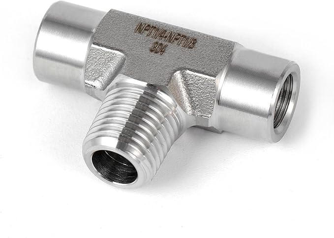 2 piece,NPT1/8 Female - NPT1/4 Male - NPT1/8 Female tee, 3WayConnector, Fabricate of 304 Stainless Steel.