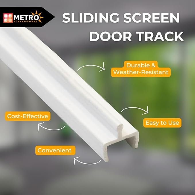 Sliding Door Bottom Track - Replacement Sliding Screen Door Track System - Easy Assembly Sliding Door Hardware & Replacement Tracks - Modern White Vinyl Square Bottom Tracks by HURD - 48 in, 4 Pieces