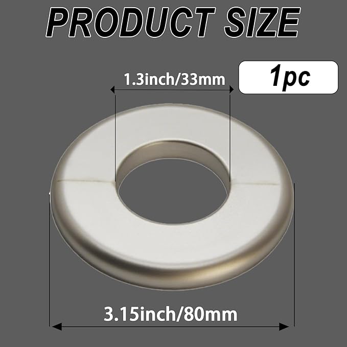 1 Piece Wall Split Flange, Self-Adhesive Escutcheon Plate for 33mm/1.3" Dia Pipe, ABS Round Plumbing Cover Plates for Bathroom Kitchen Toilet Faucet, Gold
