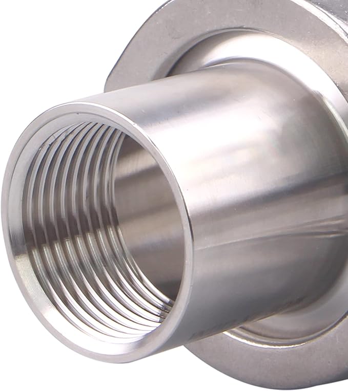 DERNORD 2 Pcs Sanitary Female Threaded Ferrule Pipe Fittings + SUS304 Tri-clamp (Tri-clover Clamp) + FKM Gasket (Female Threaded Pipe Size:1 Inch DN25)