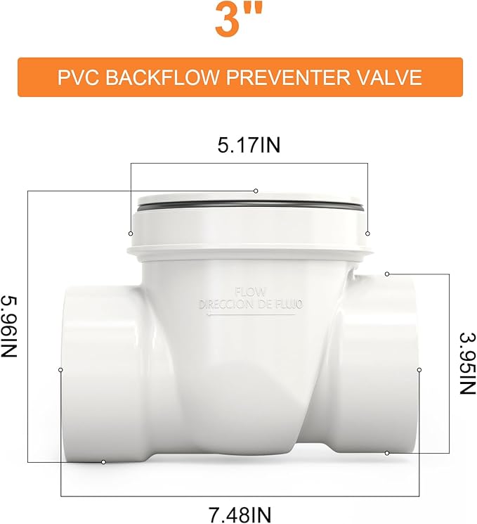 GASHER 4" PVC Backflow Preventer Valve, Sewer Check Back Flow Preventer Drain Backflow Preventer Valve for a Variety Of Drainage Systems