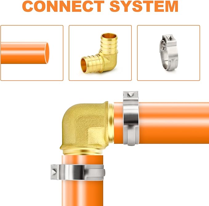 GASHER 2Pcs No Lead Brass 3/4" Pex Elbow Fittings, 3/4 Inch Pex Fittings for Pex Tubing