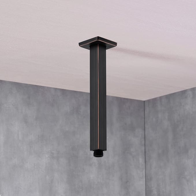 TRUSTMI Shower Arm with Flange Ceiling Mounted 8 Inch Square Extension Pipe for Overhead Rainfall Shower Head, Stainless Steel, Oil Rubbed Bronze