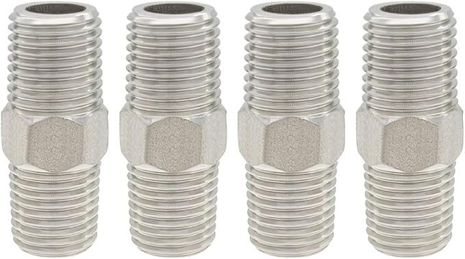 Hooshing 1/4" NPT Stainless Nipple Male to Male Pipe Fittings for Brew Kit Home Piping, Pack of 4