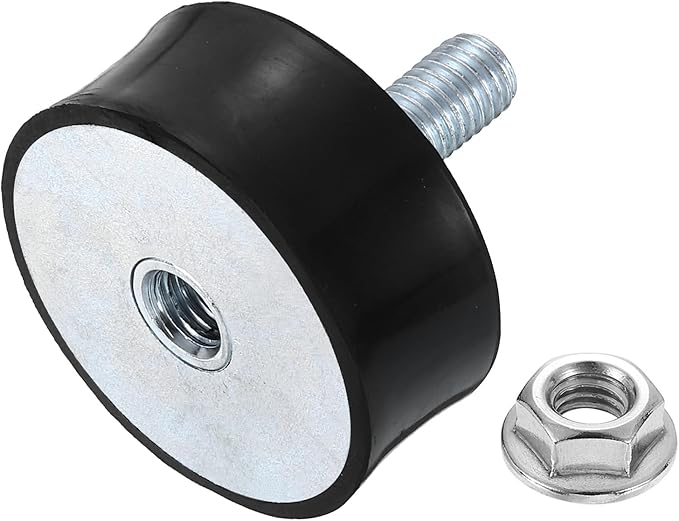 uxcell M10 Rubber Mounts, 1Pcs 50x21mm(DxH) Rubber Cylindrical Anti Vibration Isolator Shock Absorber with Lock Nut for Car Bobbin Generator Air Compressors