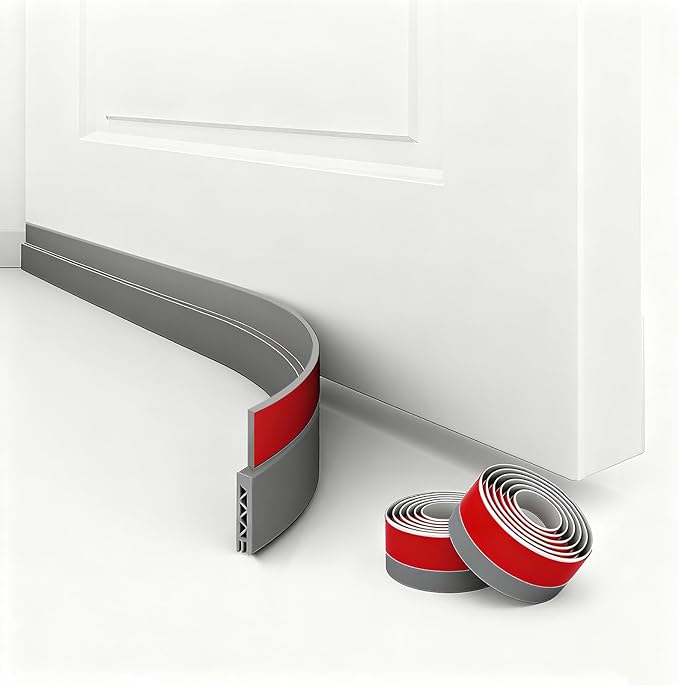 2 Pack Door Draft Stopper for Bottom of Door, 39" Silicone Weather Stripping Door Seal Strip, Self Adhesive Door Sweep Noise and Dust Blocker, Energy Saving Under Door Draft Blocker for Home & Garage