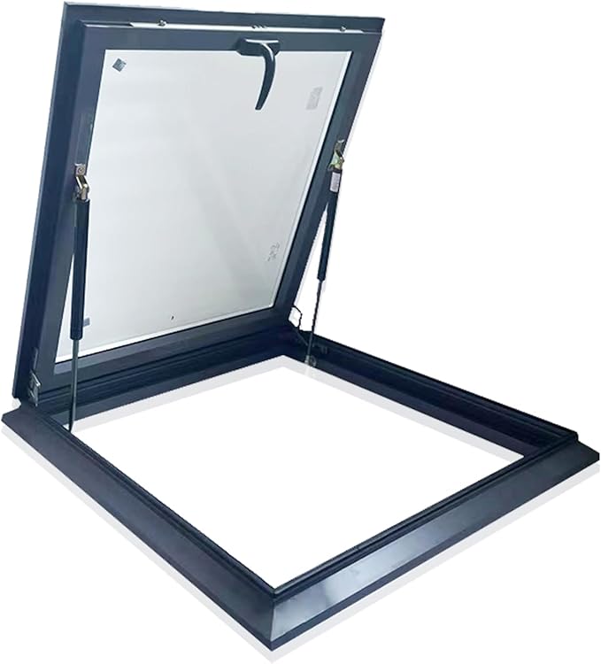 Skylight Roof Window, Tempered Glass Skylight Cover, Aluminum Alloy Frame & Hydraulic Rod, Egress Roof Window with Double-Layer Tempered Glass, for Roof, Attic, Basement, Sun Room(30.7*38.5in/78*98cm)