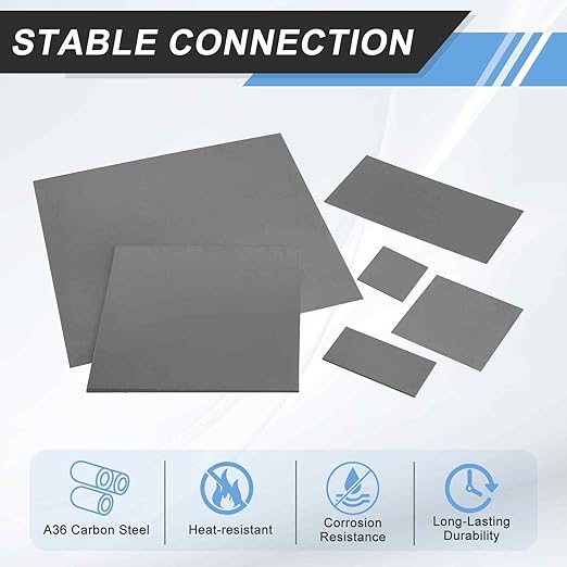 MECCANIXITY 8pcs 3/16"(4mm) x2 x2 Steel Plate, Black Hot Rolled A36 Steel Sheet Plate Base, Square Weldable Metal Discs for Industrial Construction Structural Support