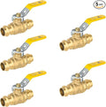 1/2" Press Ball Valve, 5 Pack Shut Off Valves with EPDM O-ring, Quarter Turn Brass Full Port Shut Off Ball Valve for Hot and Cold Water, NSF/ANSI 61 Certified