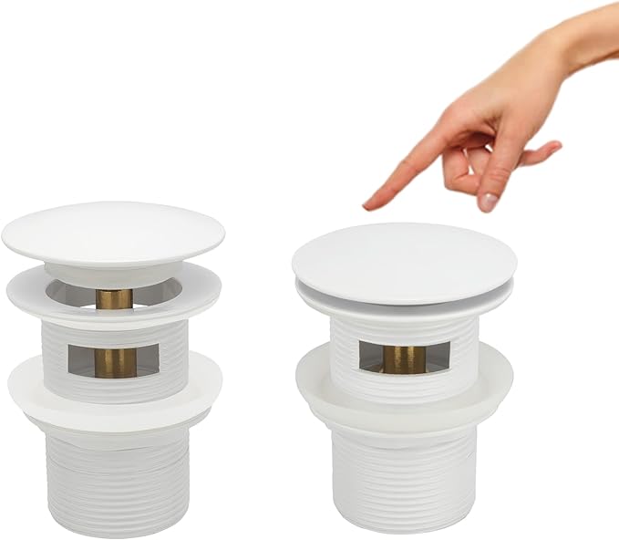 Pop-up Freestanding Bathtub Drain Stopper, Suitable and Compatible with Freestanding Bathtub Drain Rough-in Kit (White)