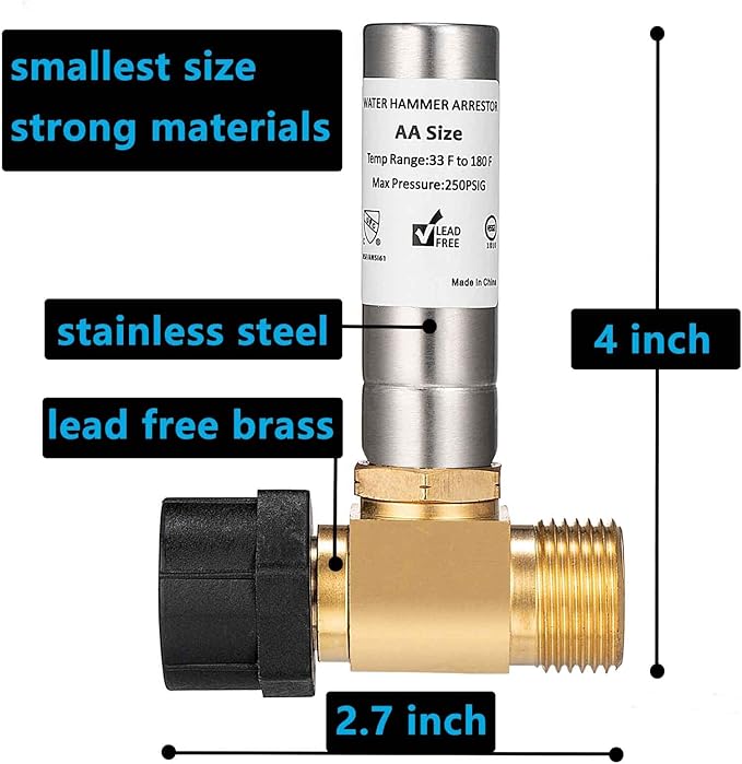 (2 Pack) Lidertik Water Hammer Arrestor Toilet 7/8 Inch, Absorb Shock and Reduce Noise LI-291(2 PACK)