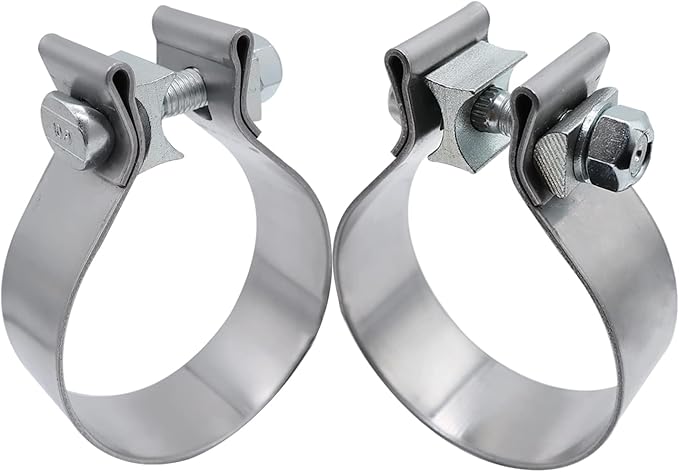 ROADFORMER 4 inch Exhaust Clamp Narrow Band Stainless Steel for Exhaust Pipe, Muffler and Exhaust System Repair (2 Pack)