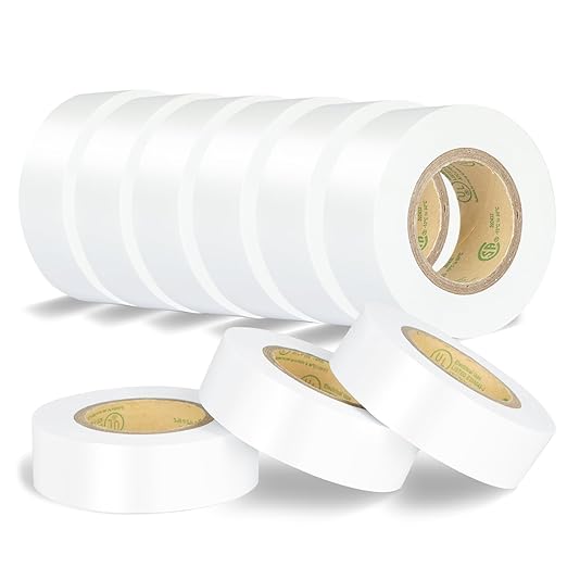 White Electrical Tape, UL Approved, 9 Pack 0.7in X 33ft, Industrial Grade Electrical Tape, Multipurpose Electric Tape for Wrapping Wiring Harness, Electric Insulating