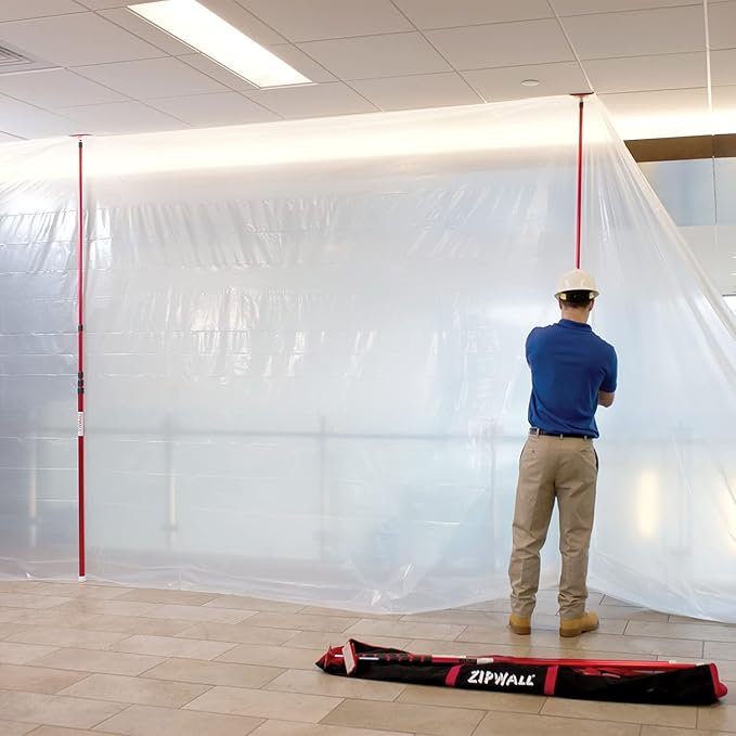 ZIPWALL KT20 Foot Spring Loaded Dust Barrier Poles (Pack of 2), 2 Pack, 20 ft