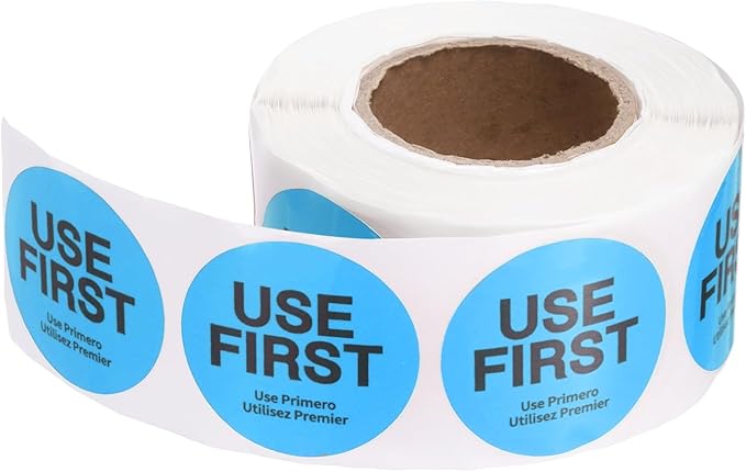 PATIKIL 500 Pcs USE First Stickers, 1.5 inch Round Use First Stickers Food Service Circle Inventory Control Adhesive Labels for Food Service Kitchen Restaurants Retail Storage Date, Blue