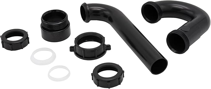 1-1/4 Inch P-Trap Kit, Polypropylene Tubular with ABS Marvel Adapter, Ribbed Threaded Nuts for Strong Leak-Free Connection, Includes J-Bend, Wall Arm & Washers