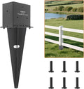 2 Set 4"x 6" Fence Post Anchor Ground Spike, 22" Heavy Duty Metal Fence Stake Post Bases (Inner Size 3.6"x5.6") with Black Powder Coated for Fence, Deck, Railing, Mailbox and Porch