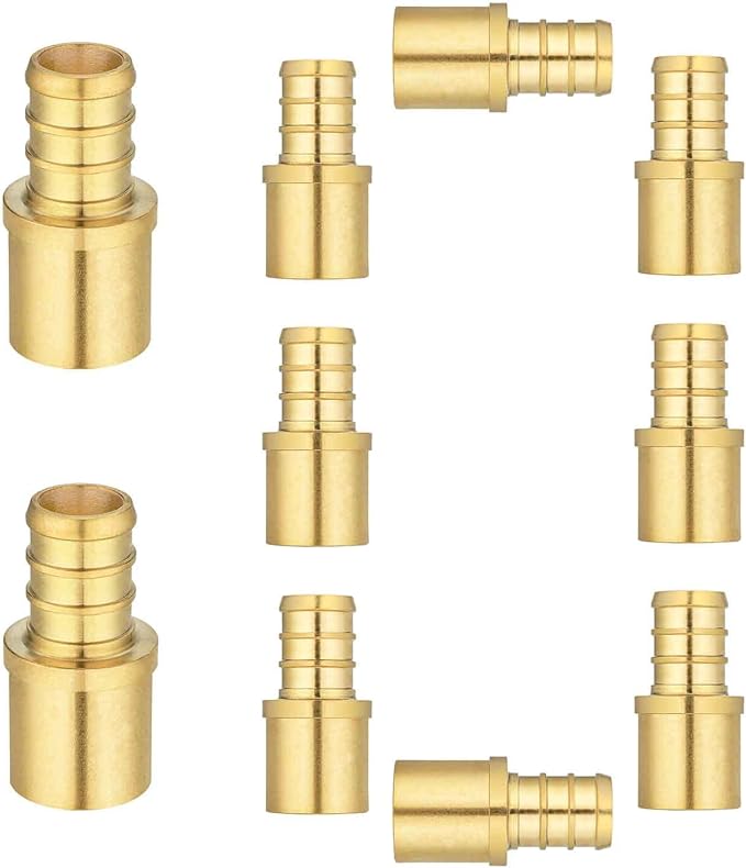 (10 Pack) Lidertik Copper to Pex Fittings 1/2 inch, 1/2" Pex F1807 x 1/2" Male Sweat Adapter Brass