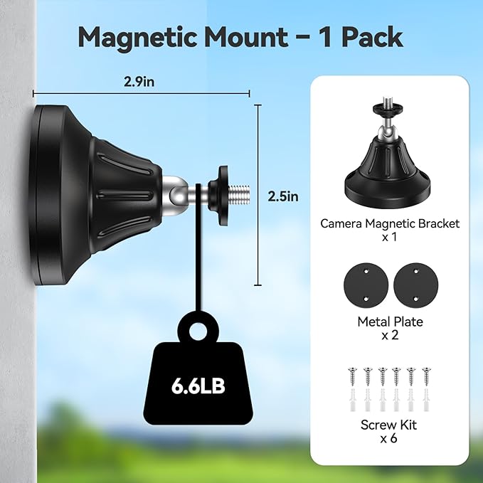 Magnetic Wall Mount for Security Cameras, Universal 1/4″ Screw, Adjustable Angle, Strong Magnet, No-Drill, Indoor/Outdoor, Tabletop & Wall Cameras, Compatible with Ring, Arlo, Wyze (Black, 1 Pack)
