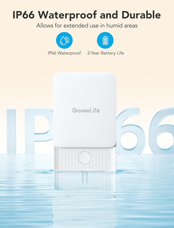 GoveeLife Premium Smart Water Leak Detector 2 with 1968ft Ultra-Long Range, WiFi Water Sensor with SMS/Email/APP Push and Sound Alarm, 5-Year Battery Life, Suitable for Home, Basement, Kitchen, 6 Pack