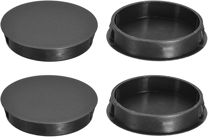 uxcell 4Pcs 50mm(2") Nylon Hole Plugs, Flush Type Panel Round Snap in Fastener Knockout Locking Plugs for Furniture Insert End Caps Panels, Black