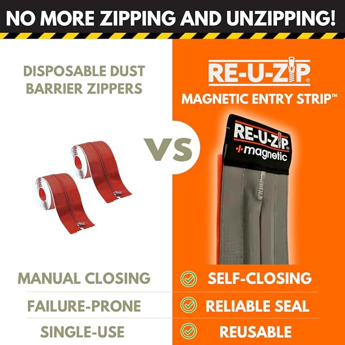 RE-U-ZIP® Heavy-Duty Ultra-Clear Magnetic Entry Strip Door Kit | Customizable 5 x 9 ft Cut-to-Size | 12 Mil FR Vinyl | Negative-Air Resistant and Reliable for Cleanrooms, Construction, Remodeling