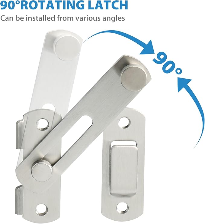 Alise 4 inch Heavy Duty Flip Latch Gate Latches, Safety Door Lock for Barn Wood Fence Sliding French Doors,SUS304 Stainless Steel Gate Hardware MS9500-LS Brushed Nickel