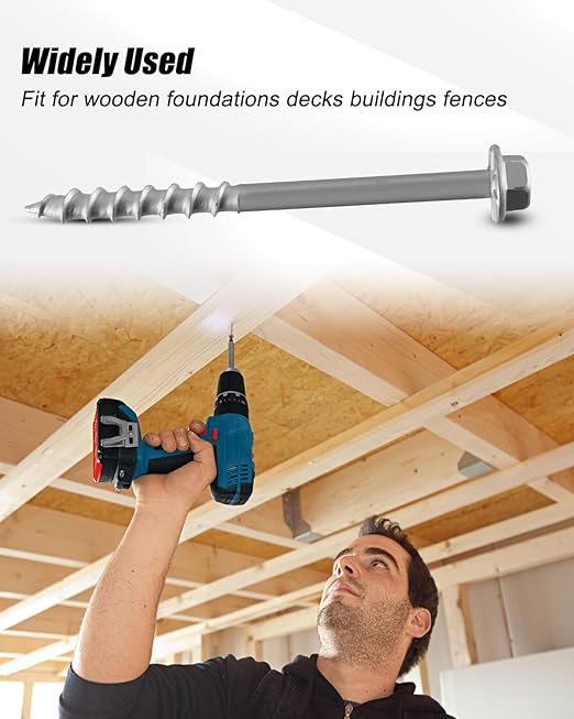 9 x 2-1/2 Inch SD Connector Screws Mechanical Galvanized Material, 1/4 Inch Hex Head, Heavy-Duty Outdoor Wood Screws Assortment Fastener, 500 Pcs