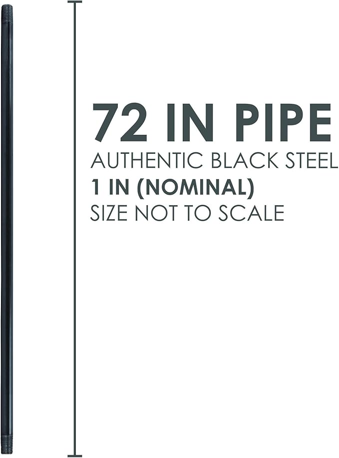 PIPE DECOR 1" x 42" Black Steel Plumbing Pipe, 4-Pack, Pre Cut Connector, Industrial Steel Grey Fits Standard One Inch Threaded Black Malleable Iron Fittings, Build Vintage DIY Furniture