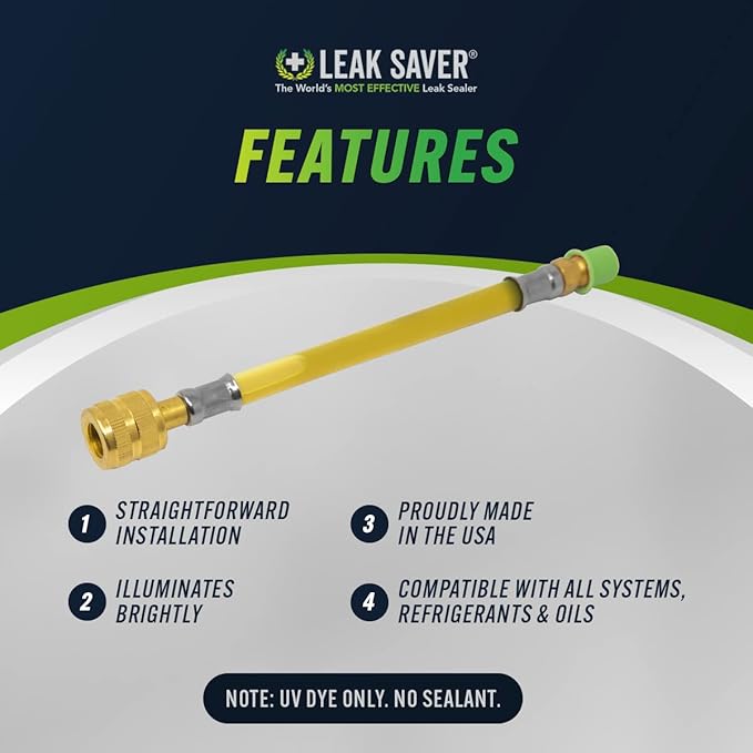 Leak Saver UV Dye (Dye Only, No Sealant) UV Refrigerant Leak Detection Dye for Automotive, Home, Commercial - Marine AC and Refrigeration up to 5 Tons