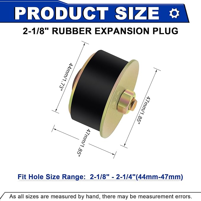 2-1/8" Rubber Expansion Freeze Plugs, 3PCS Automotive Engine Expandable Freeze Rubber Plugs Fit Hole: 2-1/8" to 2-1/4” (53 mm - 57 mm)