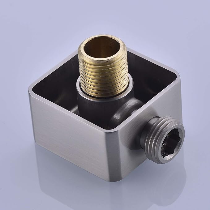 Brass Wall Supply Elbow, Nicmondo G1/2” Square Shower Hose Connector, Drop Ell Wall-mounted Union Water Outlet for Handheld Shower Handshower,Brushed Nickel