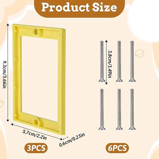3Pcs 1/4" Electrical Box Extenders Single Gang Outlet Box Extenders for Outlets Receptacle Boxes Extension for Electrical Boxes Outlet Light Switches (Yellow)