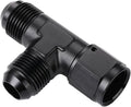 10AN Male Flare Tee T Fitting Adapter with AN10 Female Swivel On Run Aluminum Black