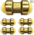 Fittings 1/2 Inch Pushfit Straight Coupling - 1/2" x 1/2" PEX Brass Push-fit Coupling - Push-to-Connect Plumbing Fittings for PEX Copper CPVC (Pack of 5)