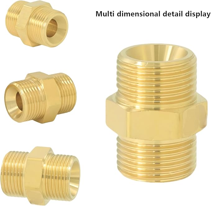 9/16" Male Thread to 9/16" Male Thread Brass Adapter, for RV, garden, kitchen & bathroom faucets, brass compression fitting, plumbing water supply part (2 packs)